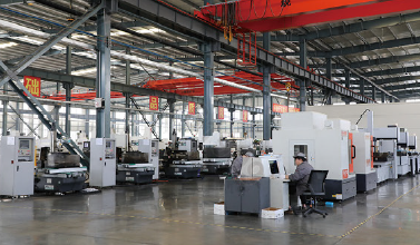 CNC machining line operating inside the production workshop