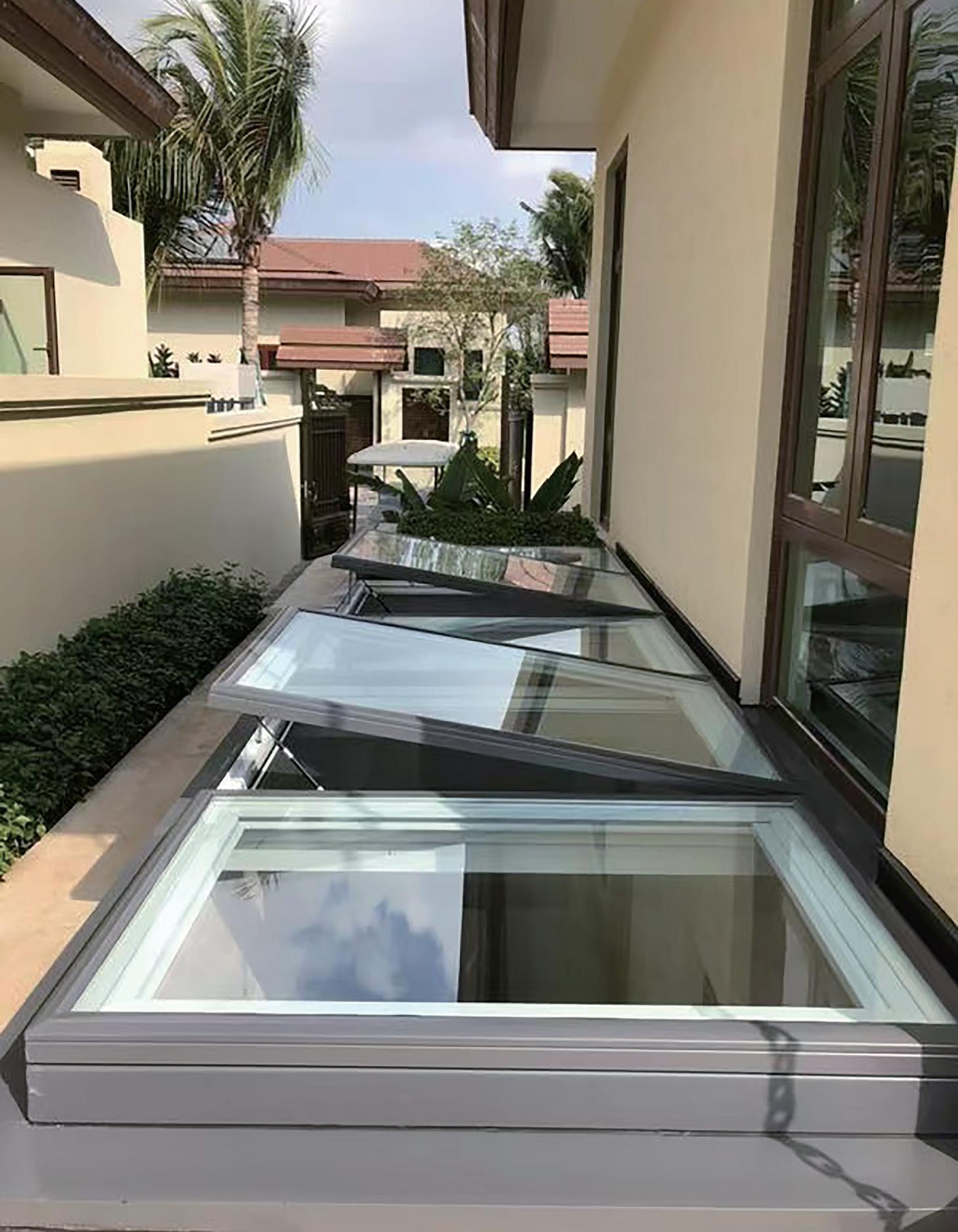 Multiple aluminium awning windows in a completed project