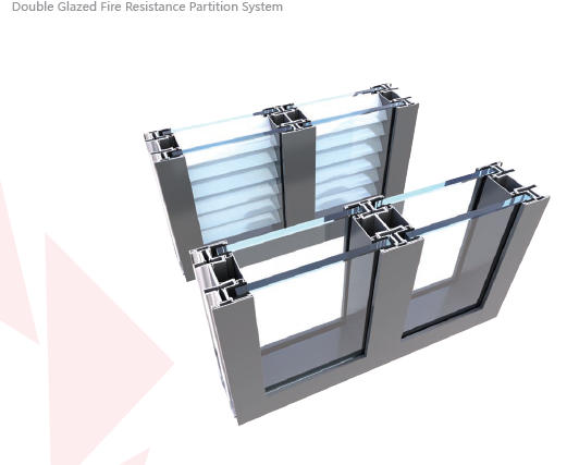 Double-glazed fire-resistance partition system