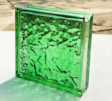 Emerald ripple-textured glass brick