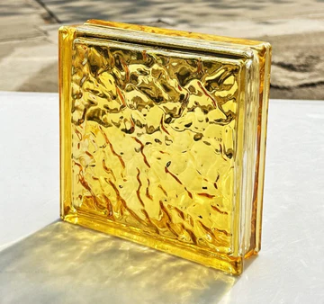 Ripple-Textured Hollow Glass Brick - Golden Ripple