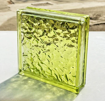 Ripple-Textured Hollow Glass Brick - Lime Drift